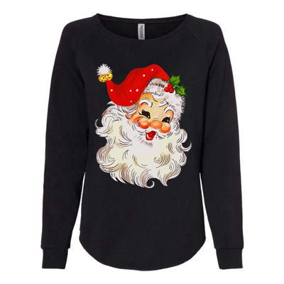 Jolly Santa Claus Face Vintage St. Nick Christmas Womens California Wash Sweatshirt