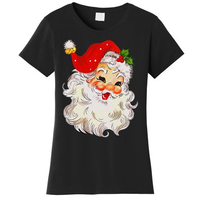 Jolly Santa Claus Face Vintage St. Nick Christmas Women's T-Shirt