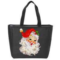 Jolly Santa Claus Face Vintage St. Nick Christmas Zip Tote Bag