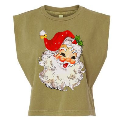 Jolly Santa Claus Face Vintage St. Nick Christmas Garment-Dyed Women's Muscle Tee