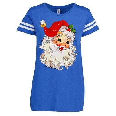 Jolly Santa Claus Face Vintage St. Nick Christmas Enza Ladies Jersey Football T-Shirt