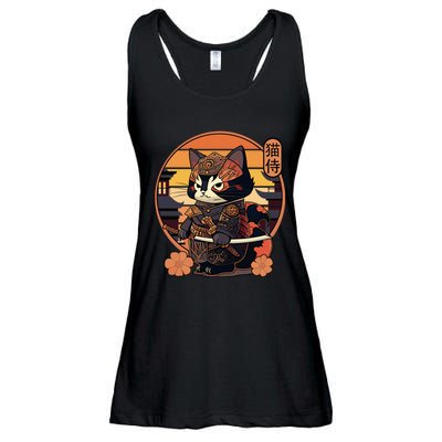 Japanese Samurai Cat Tattoo Kawaii Ninja Cat Ladies Essential Flowy Tank