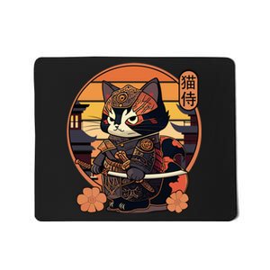 Japanese Samurai Cat Tattoo Kawaii Ninja Cat Mousepad