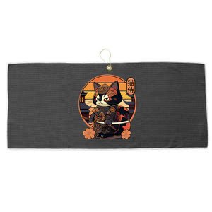 Japanese Samurai Cat Tattoo Kawaii Ninja Cat Large Microfiber Waffle Golf Towel