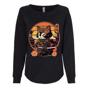 Japanese Samurai Cat Tattoo Kawaii Ninja Cat Womens California Wash Sweatshirt