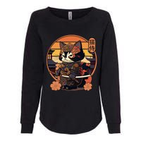 Japanese Samurai Cat Tattoo Kawaii Ninja Cat Womens California Wash Sweatshirt