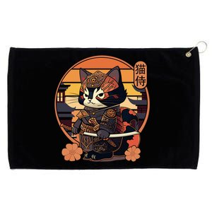 Japanese Samurai Cat Tattoo Kawaii Ninja Cat Grommeted Golf Towel