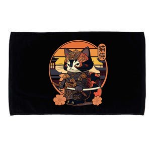 Japanese Samurai Cat Tattoo Kawaii Ninja Cat Microfiber Hand Towel