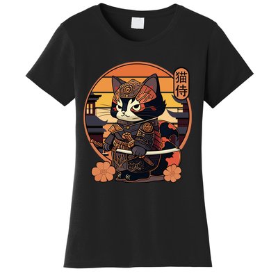 Japanese Samurai Cat Tattoo Kawaii Ninja Cat Women's T-Shirt