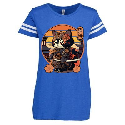 Japanese Samurai Cat Tattoo Kawaii Ninja Cat Enza Ladies Jersey Football T-Shirt