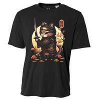 Japanese Samurai Cat Tattoo Kawaii Ninja Cat Cooling Performance Crew T-Shirt