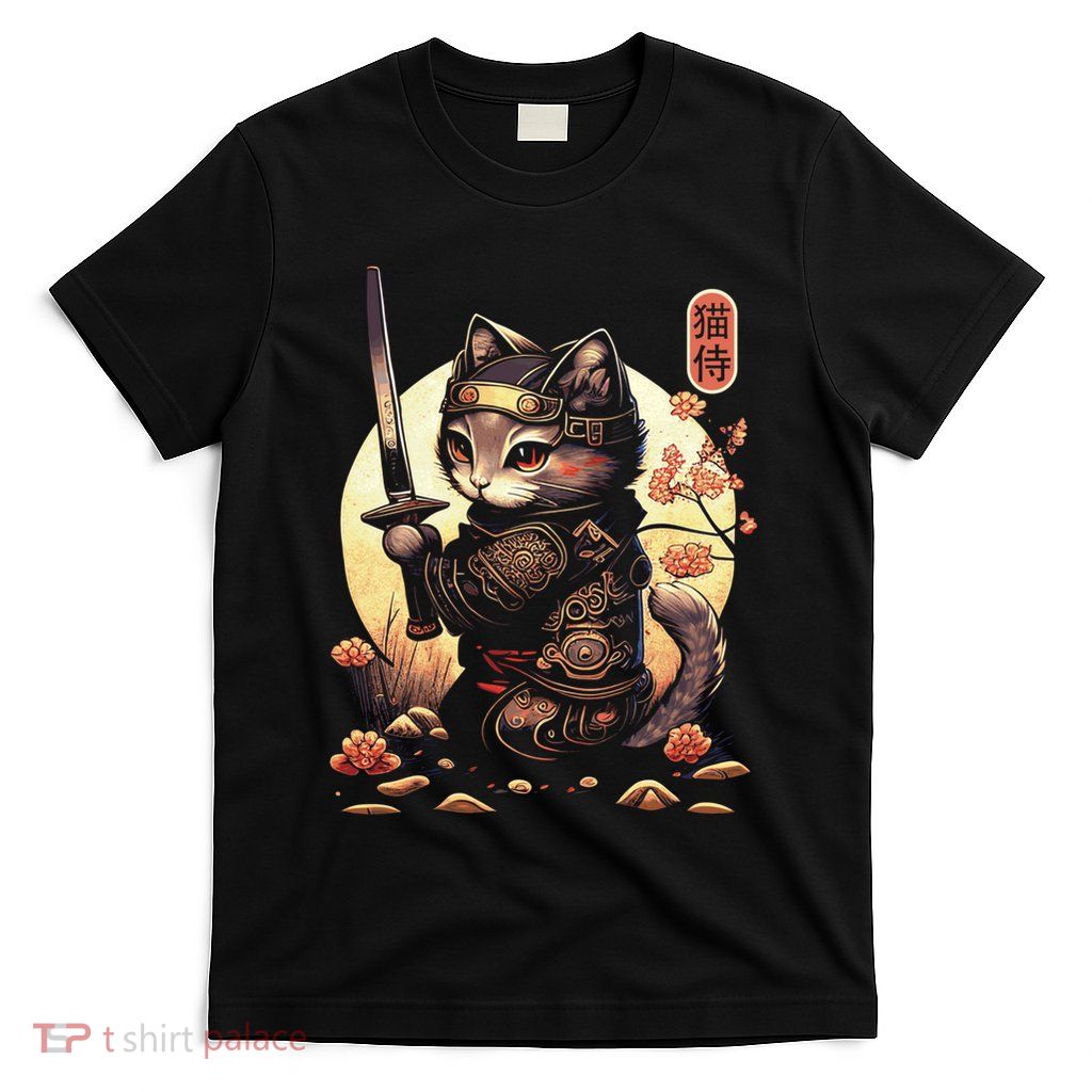 Japanese Samurai Cat Tattoo Kawaii Ninja Cat T-Shirt