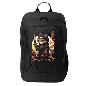 Japanese Samurai Cat Tattoo Kawaii Ninja Cat City Backpack