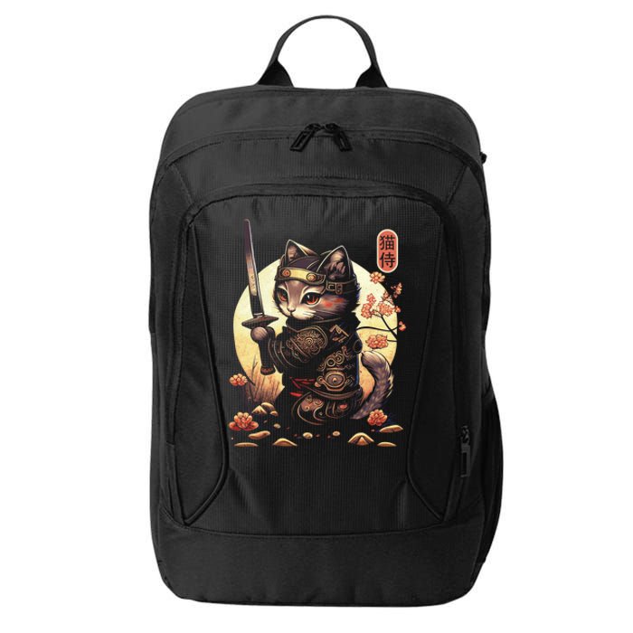 Japanese Samurai Cat Tattoo Kawaii Ninja Cat City Backpack