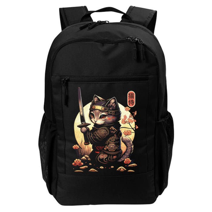 Japanese Samurai Cat Tattoo Kawaii Ninja Cat Daily Commute Backpack