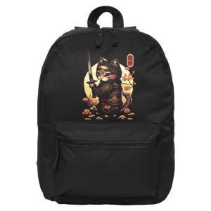 Japanese Samurai Cat Tattoo Kawaii Ninja Cat 16 in Basic Backpack