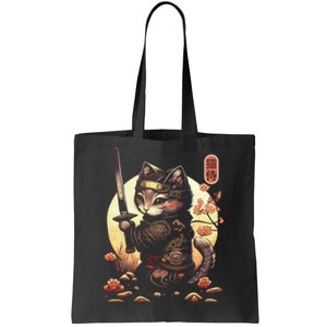 Japanese Samurai Cat Tattoo Kawaii Ninja Cat Tote Bag