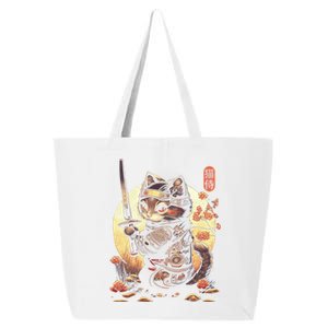 Japanese Samurai Cat Tattoo Kawaii Ninja Cat 25L Jumbo Tote