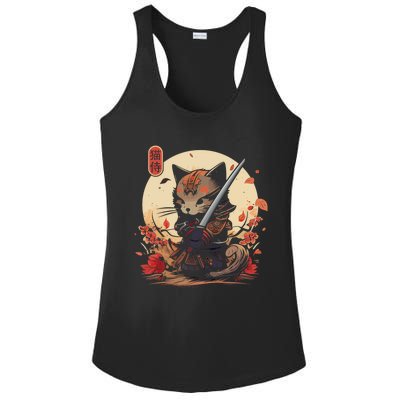 Japanese Samurai Cat Tattoo Kawaii Ninja Cat Ladies PosiCharge Competitor Racerback Tank