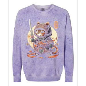 Japanese Samurai Cat Tattoo Kawaii Ninja Cat Ninja Kitten Warriors Colorblast Crewneck Sweatshirt