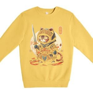 Japanese Samurai Cat Tattoo Kawaii Ninja Cat Ninja Kitten Warriors Premium Crewneck Sweatshirt