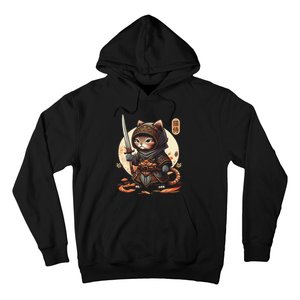 Japanese Samurai Cat Tattoo Kawaii Ninja Cat Ninja Kitten Warriors Hoodie