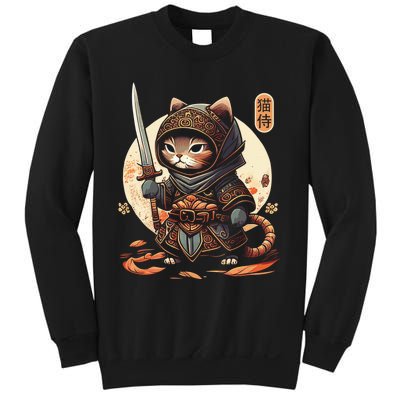 Japanese Samurai Cat Tattoo Kawaii Ninja Cat Ninja Kitten Warriors Sweatshirt