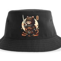 Japanese Samurai Cat Tattoo Kawaii Ninja Cat Ninja Kitten Warriors Sustainable Bucket Hat