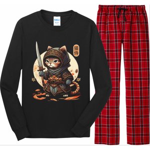 Japanese Samurai Cat Tattoo Kawaii Ninja Cat Ninja Kitten Warriors Long Sleeve Pajama Set