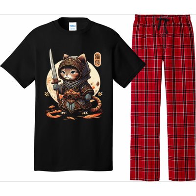 Japanese Samurai Cat Tattoo Kawaii Ninja Cat Ninja Kitten Warriors Pajama Set