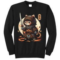 Japanese Samurai Cat Tattoo Kawaii Ninja Cat Ninja Kitten Warriors Tall Sweatshirt