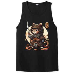 Japanese Samurai Cat Tattoo Kawaii Ninja Cat Ninja Kitten Warriors PosiCharge Competitor Tank