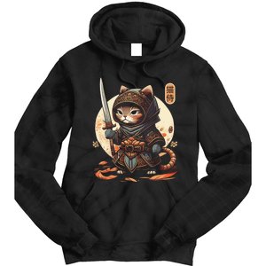 Japanese Samurai Cat Tattoo Kawaii Ninja Cat Ninja Kitten Warriors Tie Dye Hoodie