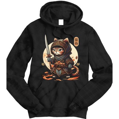 Japanese Samurai Cat Tattoo Kawaii Ninja Cat Ninja Kitten Warriors Tie Dye Hoodie