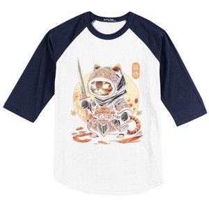 Japanese Samurai Cat Tattoo Kawaii Ninja Cat Ninja Kitten Warriors Baseball Sleeve Shirt