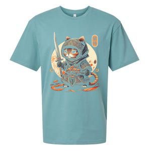 Japanese Samurai Cat Tattoo Kawaii Ninja Cat Ninja Kitten Warriors Sueded Cloud Jersey T-Shirt