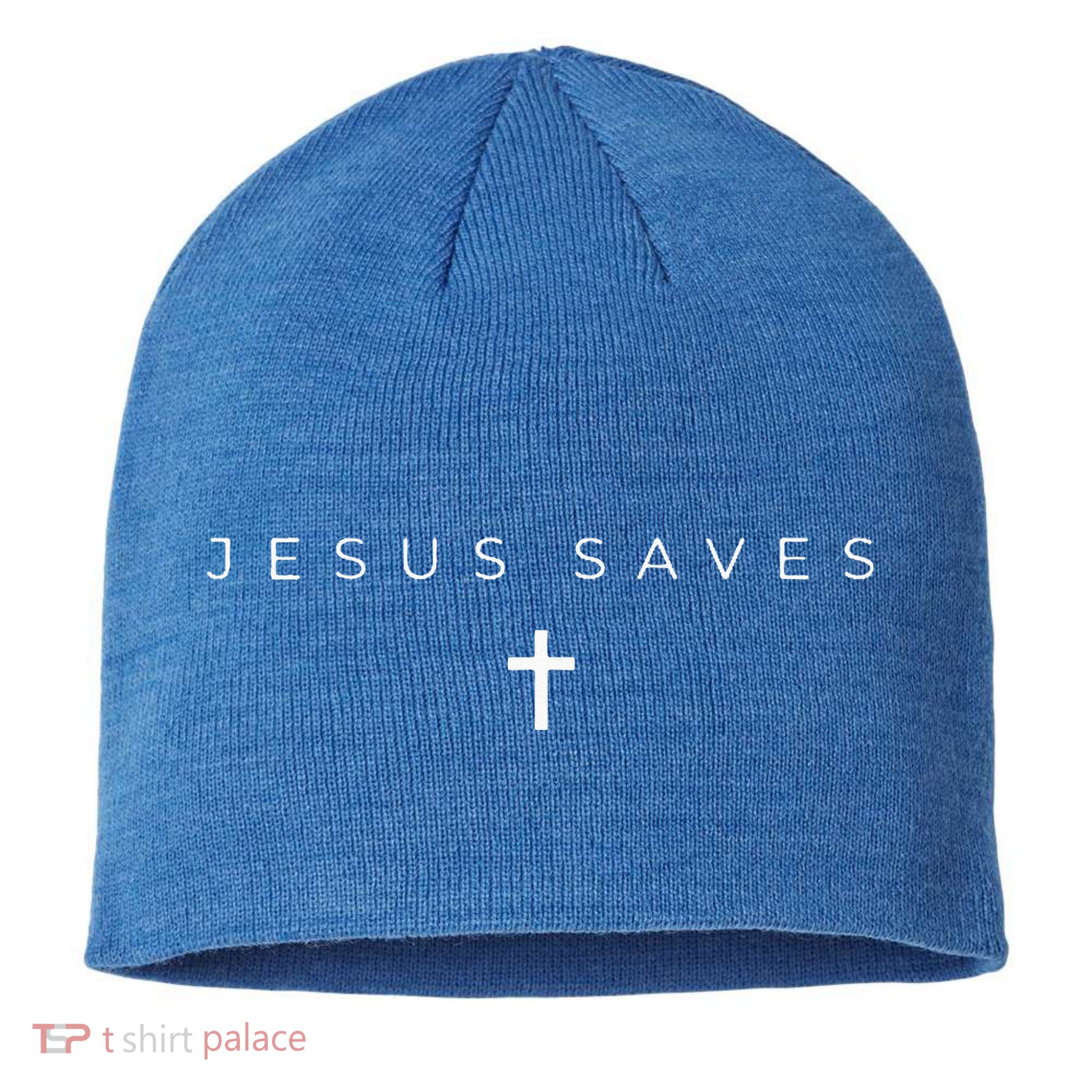 Jesus Saves Cross Subtle Christian Minimal Religious Faith Sustainable Beanie