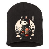 Japanese Samurai Cat Tattoo Kawaii Ninja Cat Ninja Kitten Warriors Short Acrylic Beanie