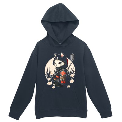 Japanese Samurai Cat Tattoo Kawaii Ninja Cat Ninja Kitten Warriors Urban Pullover Hoodie