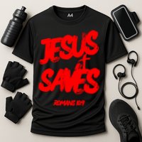 Jesus Saves Christian Faith Bold Red Letters And Cross Cute Premium Cooling Performance Crew T-Shirt