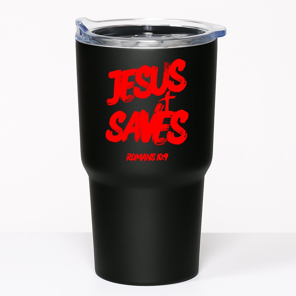 Jesus Saves Christian Faith Bold Red Letters And Cross Cute Premium Tumbler