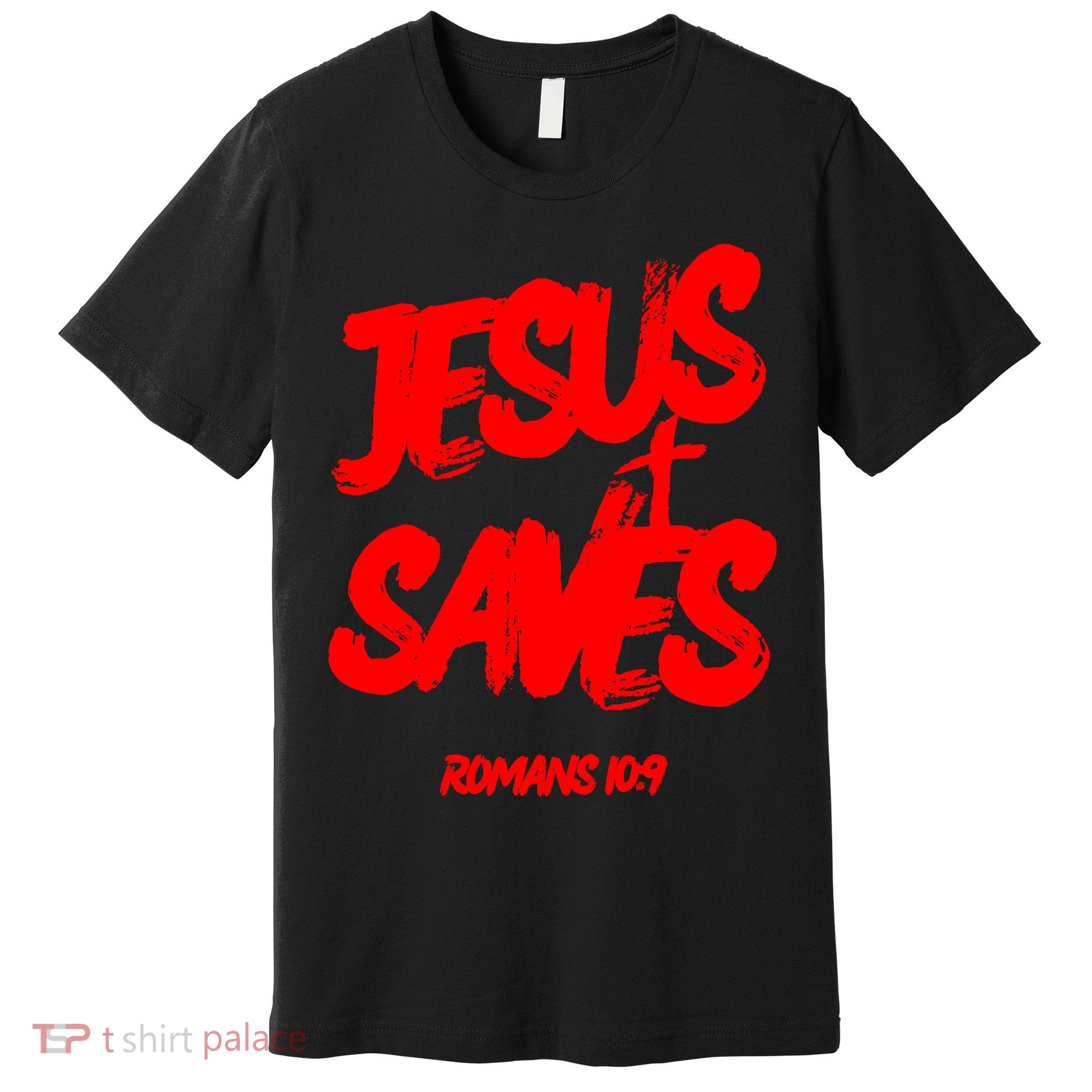 Jesus Saves Christian Faith Bold Red Letters And Cross Cute Premium Premium T-Shirt