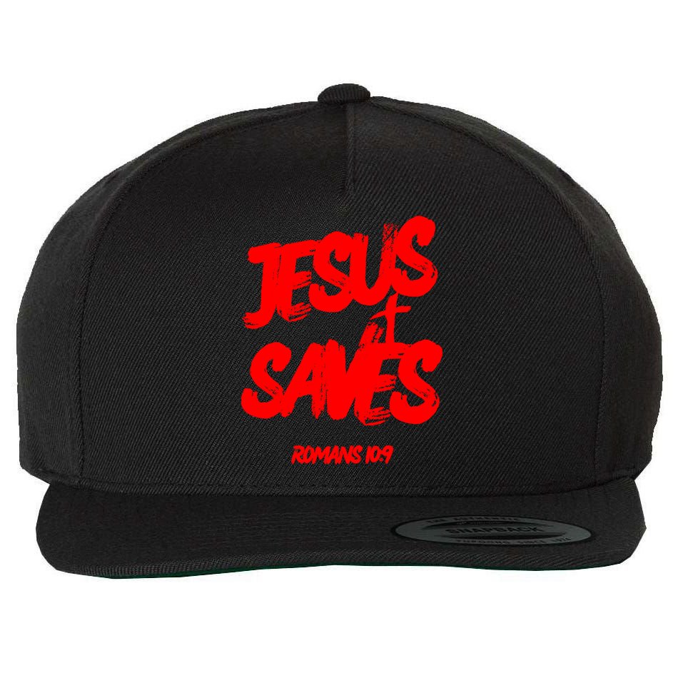Jesus Saves Christian Faith Bold Red Letters And Cross Cute Premium Wool Snapback Cap