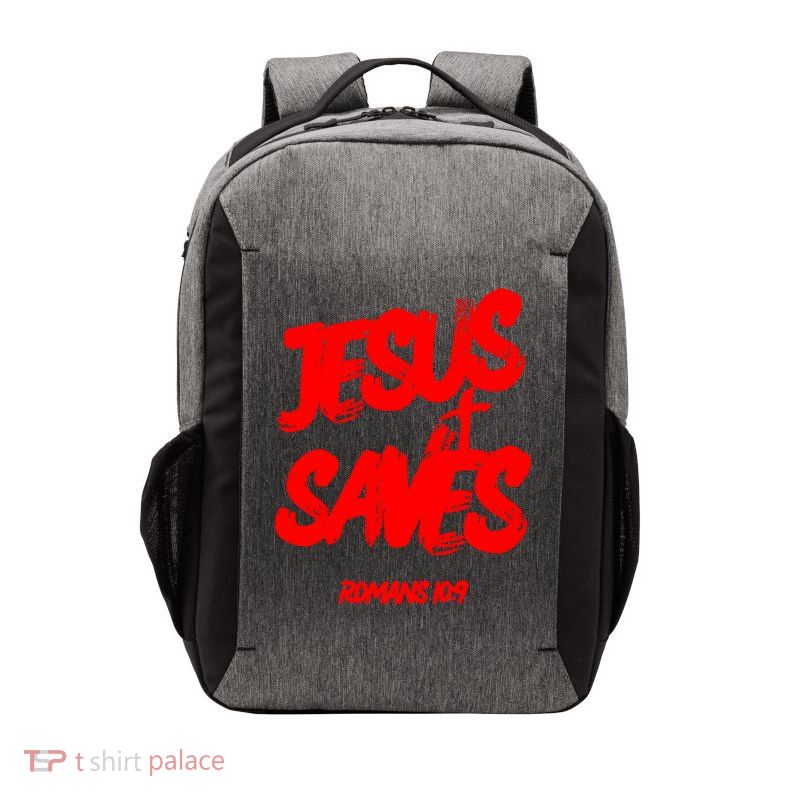 Jesus Saves Christian Faith Bold Red Letters And Cross Cute Premium Vector Backpack