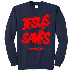 Jesus Saves Christian Faith Bold Red Letters And Cross Cute Premium Tall Sweatshirt