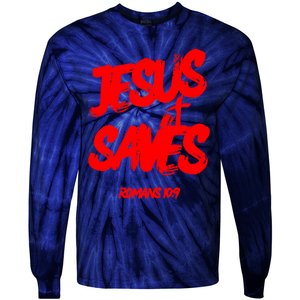 Jesus Saves Christian Faith Bold Red Letters And Cross Cute Premium Tie-Dye Long Sleeve Shirt