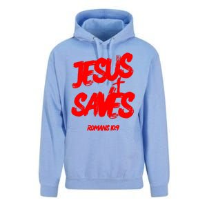 Jesus Saves Christian Faith Bold Red Letters And Cross Cute Premium Unisex Surf Hoodie