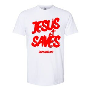 Jesus Saves Christian Faith Bold Red Letters And Cross Cute Premium Softstyle CVC T-Shirt