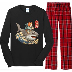 Japanese Samurai Cat Shark Ninja Cat Tattoo Kitten Warrior Long Sleeve Pajama Set