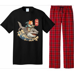 Japanese Samurai Cat Shark Ninja Cat Tattoo Kitten Warrior Pajama Set